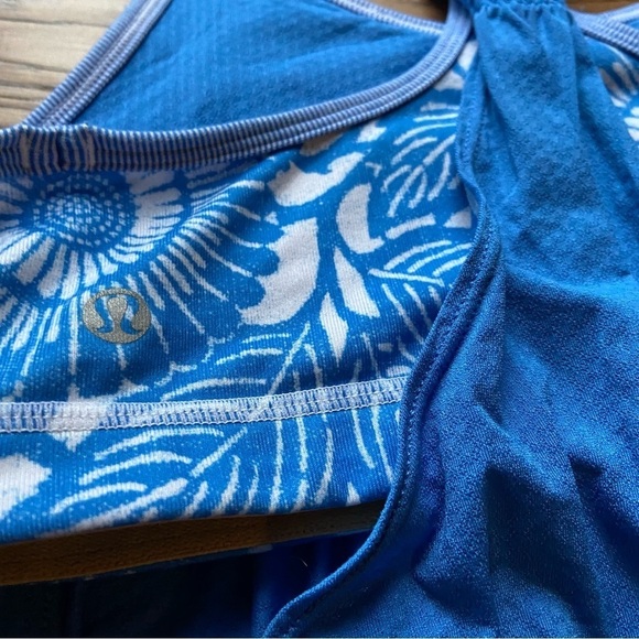 Lululemon No Limits Tank Beachy Floral White Porcelaine / Wee Stripe White size8 - Picture 8 of 9